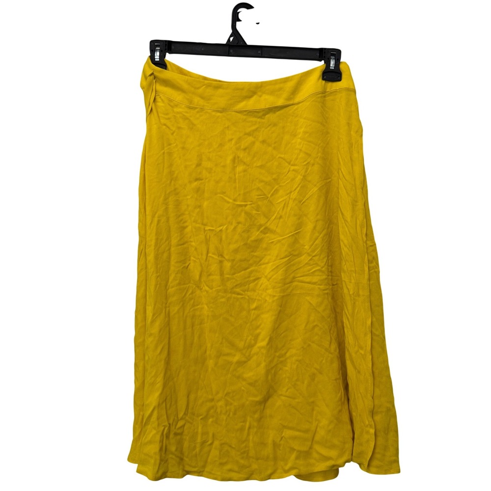 Eloquii Mustard Yellow Wrap Midi Skirt Plus Size 20 Rayon Side Tie High Waist